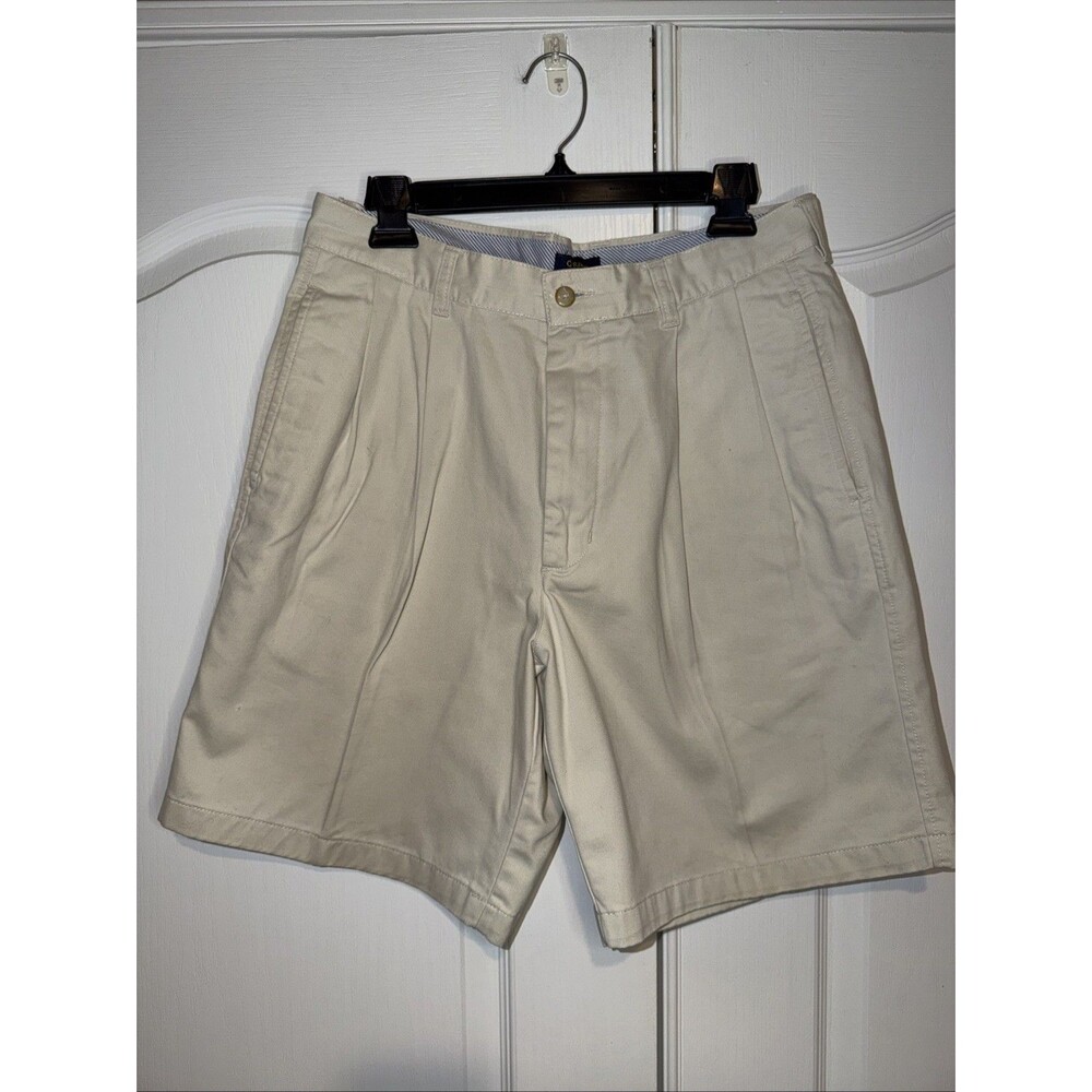 Club Room Chino Shorts Mens 32 Tan Pleated Cotton Relaxed Fit Summer Casual